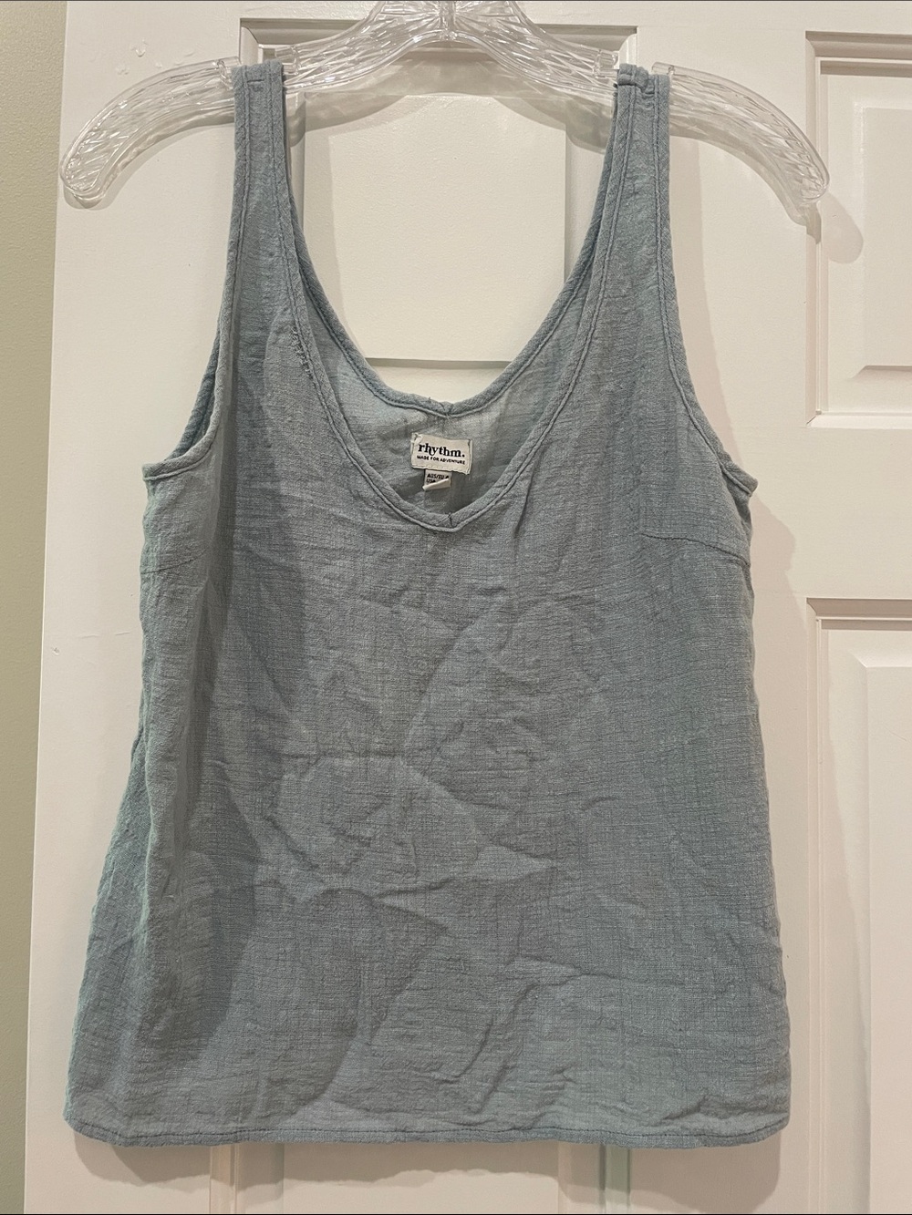 Rhythm. Light Linen Blue Scoop Neck Tank